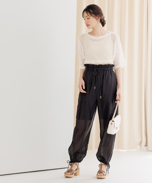 mysty woman（ミスティウーマン）の「メッシュプルオーバータンクSET　906159（Tシャツ/カットソー・レディース・ブラック/ライトベージュ/オフホワイト・FREE）」の12枚目の写真