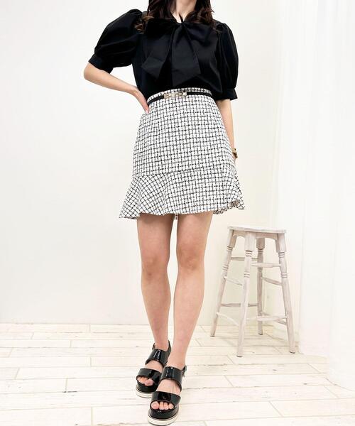 INGNI（イング）の「裾切替ミニフレアスカート（スカート・レディース・ブラック/ホワイト系その他7/ブラック系その他7・FREE）」の4枚目の写真