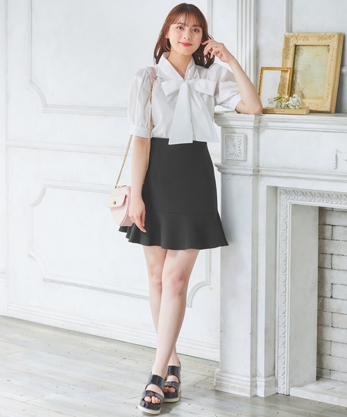 INGNI（イング）の「裾切替ミニフレアスカート（スカート・レディース・ブラック/ホワイト系その他7/ブラック系その他7・FREE）」の7枚目の写真