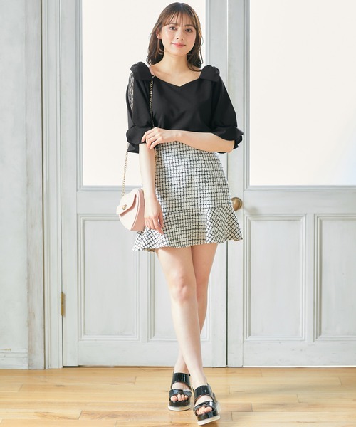 INGNI（イング）の「裾切替ミニフレアスカート（スカート・レディース・ブラック/ホワイト系その他7/ブラック系その他7・FREE）」の17枚目の写真