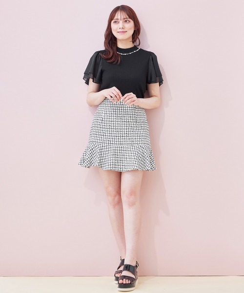 INGNI（イング）の「裾切替ミニフレアスカート（スカート・レディース・ブラック/ホワイト系その他7/ブラック系その他7・FREE）」の14枚目の写真