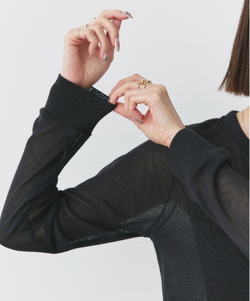 ad thie（アドティエ）の「シアー クルーネック ショート UV対策 カーディガン（カーディガン/ボレロ・レディース・パープル/マスタード/ターコイズブルー/アイボリー/ブラック/グリーン/ベージュ/ネイビー/ピンク/オレンジ系その他4/ライトグリーン/モカ/レッド/ライトグレー・FREE）」の20枚目の写真