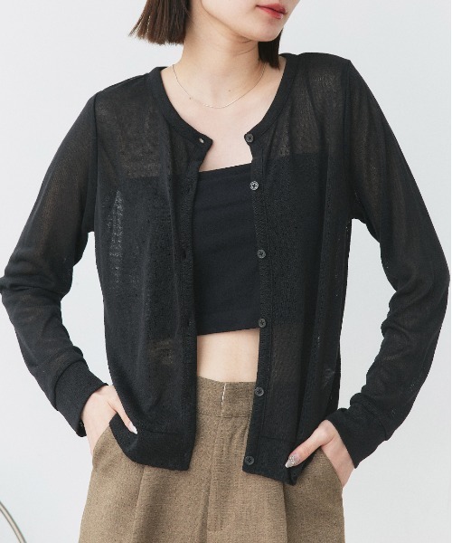 ad thie（アドティエ）の「シアー クルーネック ショート UV対策 カーディガン（カーディガン/ボレロ・レディース・パープル/マスタード/ターコイズブルー/アイボリー/ブラック/グリーン/ベージュ/ネイビー/ピンク/オレンジ系その他4/ライトグリーン/モカ/レッド/ライトグレー・FREE）」の22枚目の写真