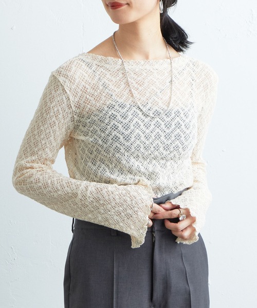 SHENERY（シーナリー）の「バックシャンレースカットソー（Tシャツ/カットソー・レディース・ブルー/アイボリー/ブラック・FREE）」の2枚目の写真