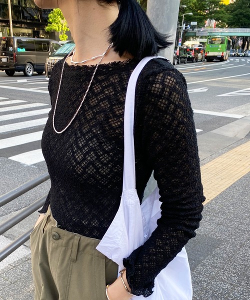 SHENERY（シーナリー）の「バックシャンレースカットソー（Tシャツ/カットソー・レディース・ブルー/アイボリー/ブラック・FREE）」の3枚目の写真