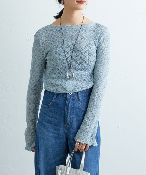 SHENERY（シーナリー）の「バックシャンレースカットソー（Tシャツ/カットソー・レディース・ブルー/アイボリー/ブラック・FREE）」の5枚目の写真