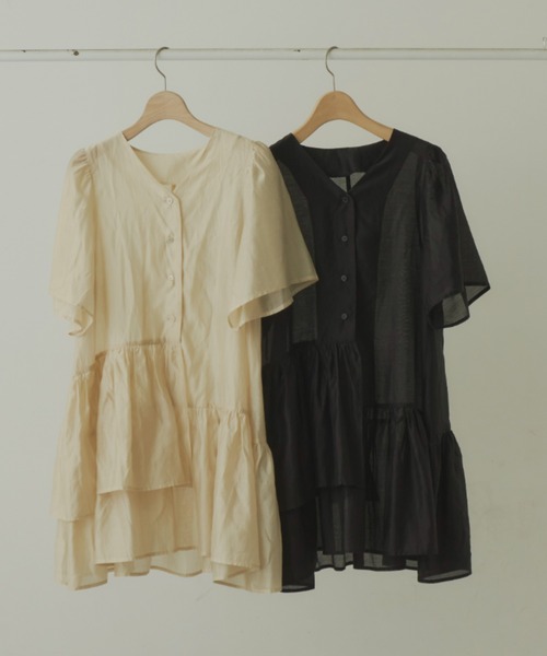 idem(イデム)の「sheer tiered tunic blouse/ティアードチュニックブラウス(チュニック・レディース・アイボリー/ブラック・FREE)」の14枚目の写真