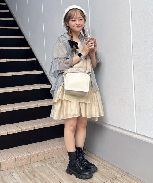idem(イデム)の「sheer tiered tunic blouse/ティアードチュニックブラウス(チュニック・レディース・アイボリー/ブラック・FREE)」の4枚目の写真