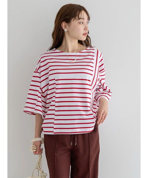 AMERICAN HOLIC（アメリカンホリック）の「ボーダー違いカットプルオーバー①（Tシャツ/カットソー・レディース・ブラック/ネイビー/レッド・M/L）」の13枚目の写真