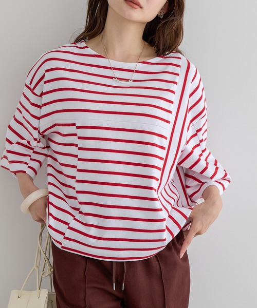 AMERICAN HOLIC（アメリカンホリック）の「ボーダー違いカットプルオーバー①（Tシャツ/カットソー・レディース・ブラック/ネイビー/レッド・M/L）」の3枚目の写真