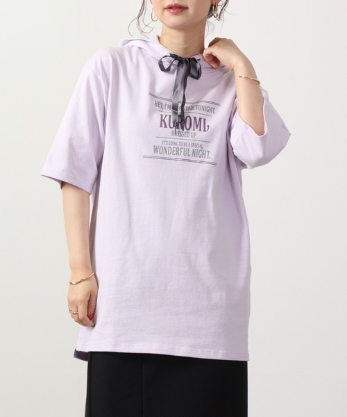 sanrio(サンリオ)の「sanrio クロミ パーカーTシャツ(Tシャツ/カットソー・レディース・チャコール/ブラック/ホワイト/パープル/オフホワイト/ライトパープル・M/L/LL)」の15枚目の写真