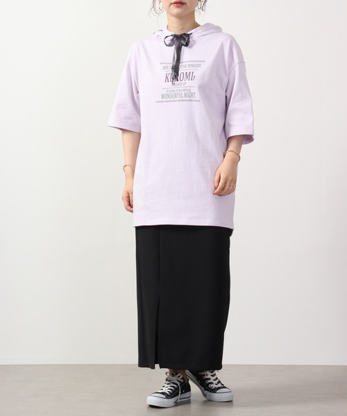 sanrio(サンリオ)の「sanrio クロミ パーカーTシャツ(Tシャツ/カットソー・レディース・チャコール/ブラック/ホワイト/パープル/オフホワイト/ライトパープル・M/L/LL)」の20枚目の写真