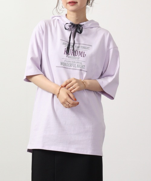 sanrio(サンリオ)の「sanrio クロミ パーカーTシャツ(Tシャツ/カットソー・レディース・チャコール/ブラック/ホワイト/パープル/オフホワイト/ライトパープル・M/L/LL)」の14枚目の写真