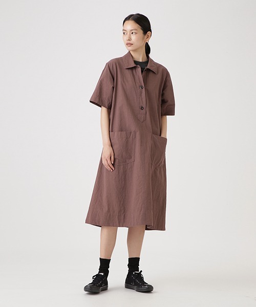 ワンピース 25SS MHL. FADED LINEN COTTON PLAINWEAVE MARGARET HOWELL｜FADED LINEN COTTON PLAINWEAVE DRESS