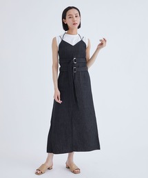 【CINOH/チノ】W FACE LINEN DRESS/ダブルフェイスリネンドレス/キャミワンピース