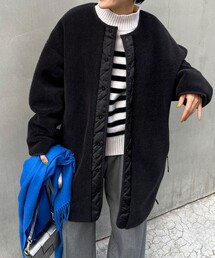 TAION | ◇【WEB限定】【TAION/タイオン】ノーカラーボアコート(リバーシブル)(ダウンジャケット/コート)