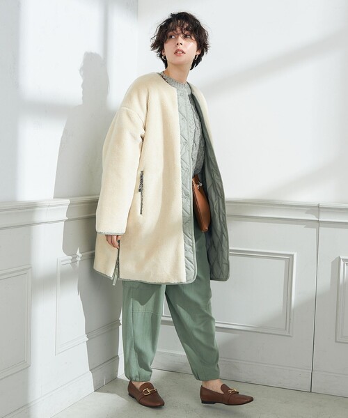 セール】◇【WEB限定】【TAION/タイオン】ノーカラーボアコート