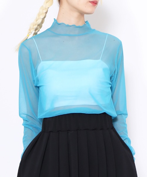 PUNYUS（プニュズ）の「ハイネックシアートップス（Tシャツ/カットソー・レディース・ホワイト/ブラック/グリーン/サックスブルー/ワインレッド/チャコールグレー・1/4/3/2）」の5枚目の写真