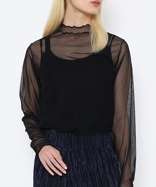 PUNYUS（プニュズ）の「ハイネックシアートップス（Tシャツ/カットソー・レディース・ホワイト/ブラック/グリーン/サックスブルー/ワインレッド/チャコールグレー・1/4/3/2）」の2枚目の写真