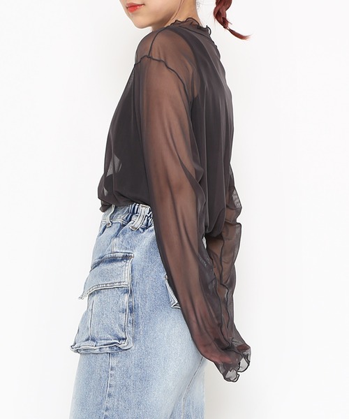 トップス Akiyuzu LILY BROWN×MARY QUANT】デイジー柄シアーチュールトップス