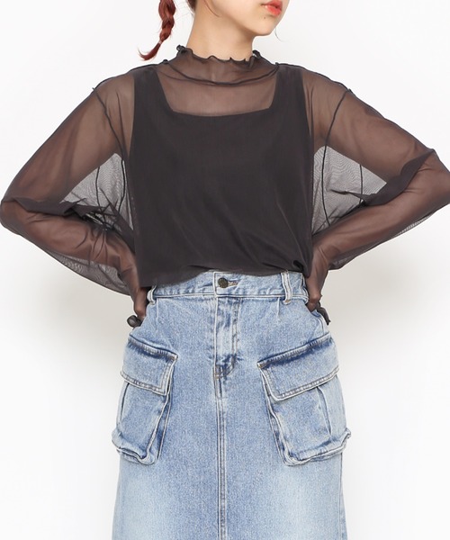 PUNYUS(プニュズ)の「ハイネックシアートップス(Tシャツ/カットソー・レディース・ホワイト/ブラック/グリーン/サックスブルー/ワインレッド/チャコールグレー・1/4/3/2)」の22枚目の写真