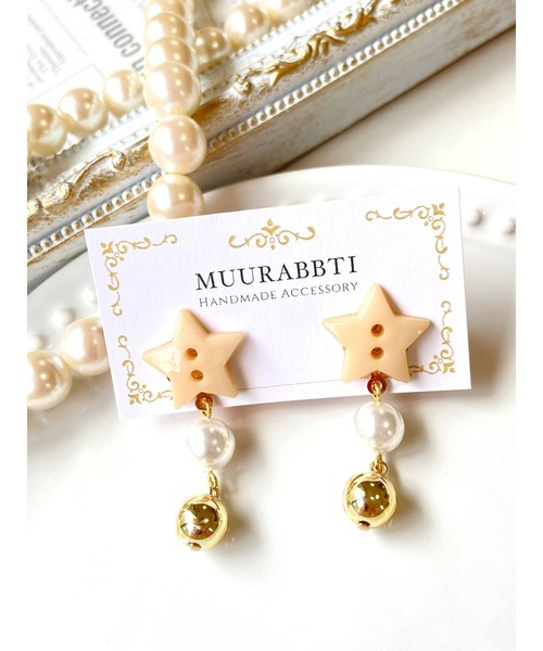tone(トーン)の「【MUURABBTI】星ボタンのピアス (MA)(ピアス(両耳用)・レディース・ブルー/ベージュ系その他/ピンク/イエロー系その他/ピンク系その他/その他/ホワイト・FREE)」の3枚目の写真