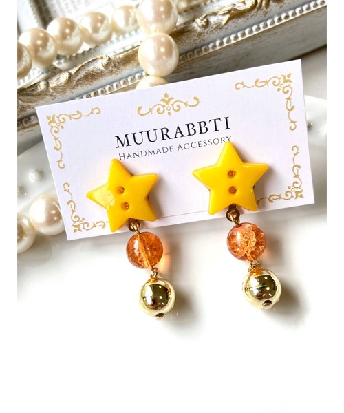 tone(トーン)の「【MUURABBTI】星ボタンのピアス (MA)(ピアス(両耳用)・レディース・ブルー/ベージュ系その他/ピンク/イエロー系その他/ピンク系その他/その他/ホワイト・FREE)」の4枚目の写真