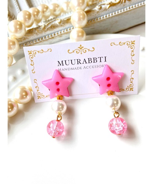 tone(トーン)の「【MUURABBTI】星ボタンのピアス (MA)(ピアス(両耳用)・レディース・ブルー/ベージュ系その他/ピンク/イエロー系その他/ピンク系その他/その他/ホワイト・FREE)」の5枚目の写真