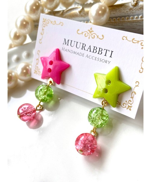 tone(トーン)の「【MUURABBTI】星ボタンのピアス (MA)(ピアス(両耳用)・レディース・ブルー/ベージュ系その他/ピンク/イエロー系その他/ピンク系その他/その他/ホワイト・FREE)」の10枚目の写真