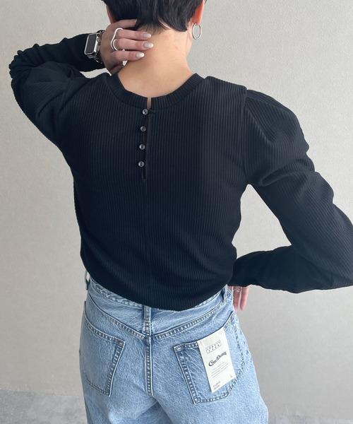 LOWRYS FARM（ローリーズファーム）の「パワショルプルオーバー 973393（Tシャツ/カットソー・レディース・ブラック/ホワイト/その他・FREE）」の7枚目の写真