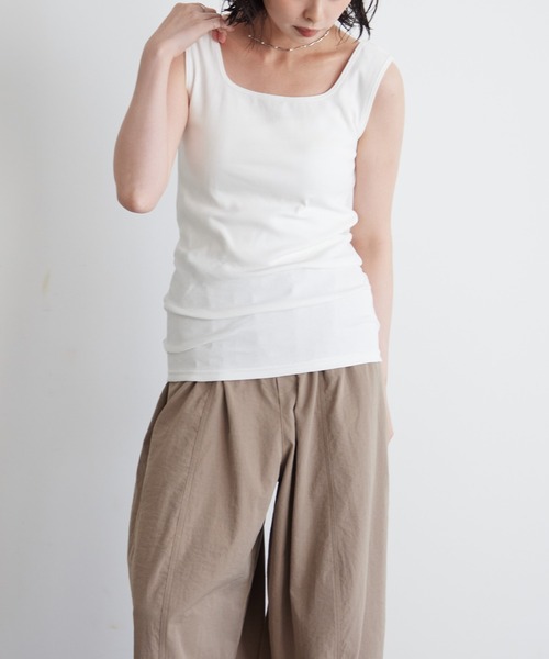 for/c（フォーシー）の「リブタンクトップ【USAコットン】（Tシャツ/カットソー・レディース・ブラック/ホワイト/ブラック×ホワイト・M/L）」の18枚目の写真
