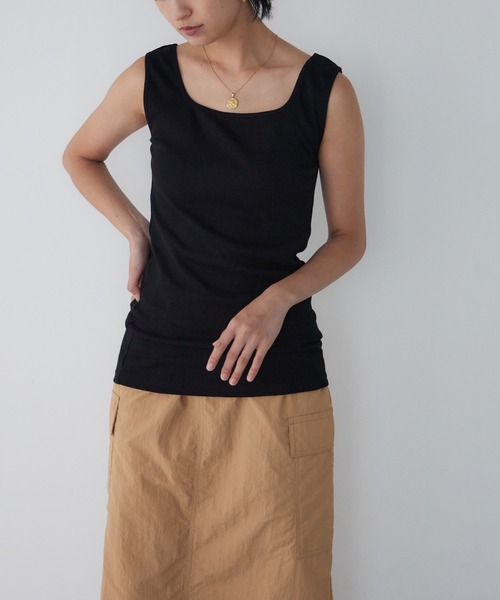 for/c（フォーシー）の「リブタンクトップ【USAコットン】（Tシャツ/カットソー・レディース・ブラック/ホワイト/ブラック×ホワイト・M/L）」の14枚目の写真