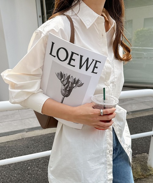 andme(アンドミー)の「襟付きタイプライターオーバーサイズ長袖シャツブラウス(シャツ/ブラウス・レディース・オフホワイト/ブラウン/ブルー/キナリ/ブラック・M/L)」の3枚目の写真