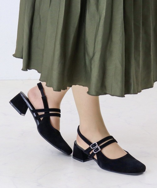 LibertyDoll(リバティードール)の「Liberty doll / スクエアトゥ ダブルベルト ミュールパンプス 5cmチャンキーヒール (1188)(サンダル・レディース・ブラック/ブラック系その他2/ベージュ/ブラック系その他/ゴールド系その他/アイボリー/シルバー系その他/シルバー・3L/SS/S/M/L/LL)」の3枚目の写真