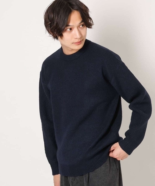 【洗濯機で洗える】ダブルジャカードクルーネックニット