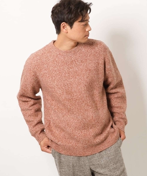 【洗濯機で洗える】ダブルジャカードクルーネックニット