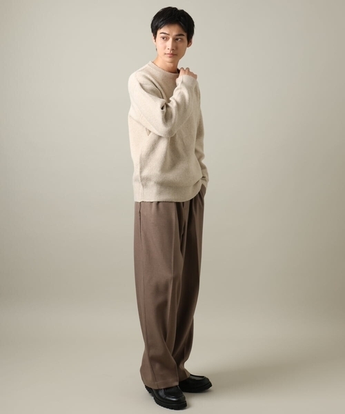 【洗濯機で洗える】ダブルジャカードクルーネックニット