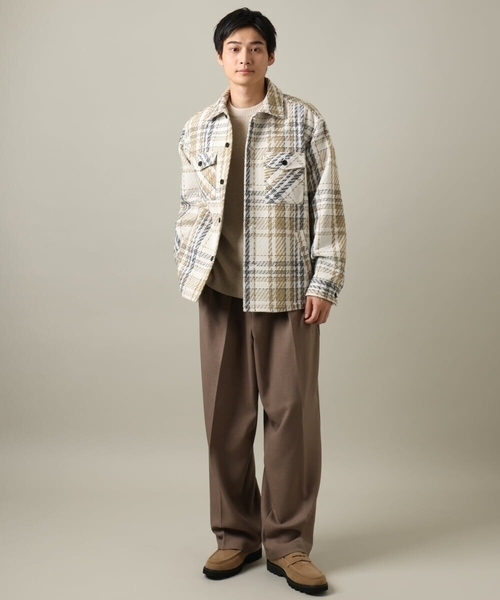 【洗濯機で洗える】ダブルジャカードクルーネックニット