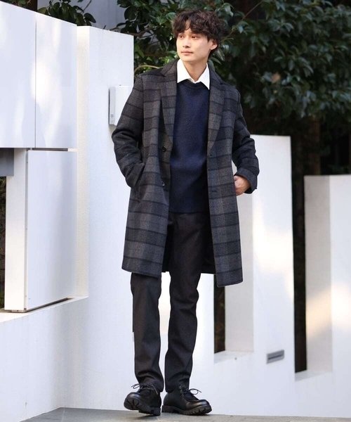 【洗濯機で洗える】ダブルジャカードクルーネックニット