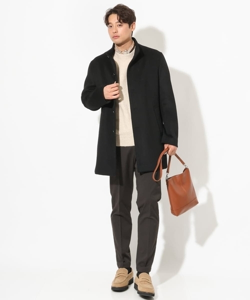 【洗濯機で洗える】ダブルジャカードクルーネックニット