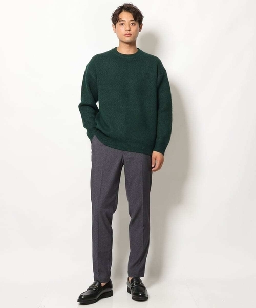 【洗濯機で洗える】ダブルジャカードクルーネックニット