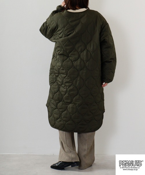 セール】PEANUTS スヌーピー ノーカラーキルトコート（ノーカラー