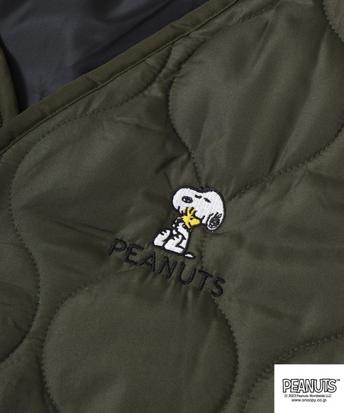 セール】PEANUTS スヌーピー ノーカラーキルトコート（ノー