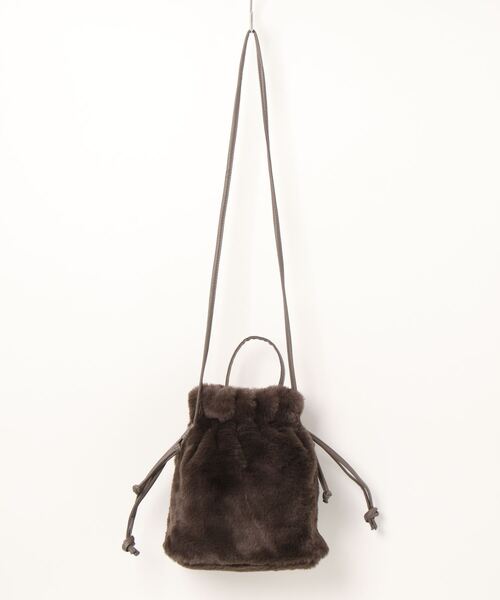 Chez toi（シェトワ）の「ファー巾着ショルダーBAG（トートバッグ・レディース・モカ/アイボリー/ブラウン/チャコールグレー・FREE）」の13枚目の写真