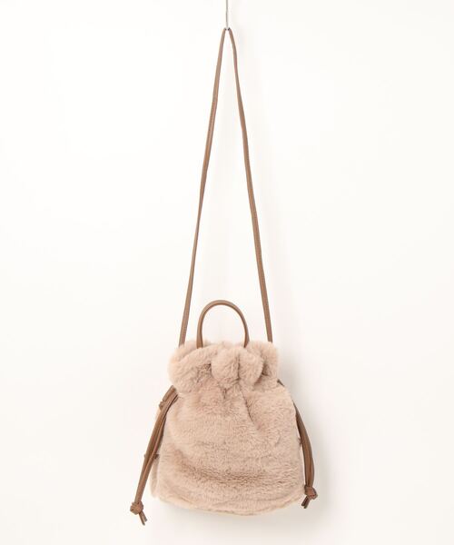 Chez toi（シェトワ）の「ファー巾着ショルダーBAG（トートバッグ・レディース・モカ/アイボリー/ブラウン/チャコールグレー・FREE）」の15枚目の写真