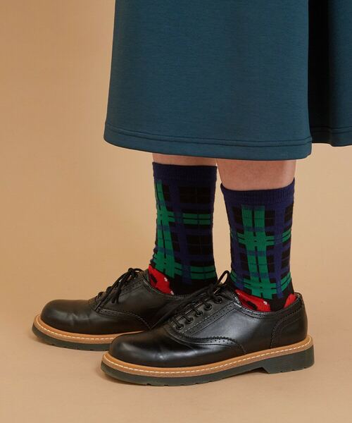 FRAPBOIS（フラボア）の「チェックフラワーソックス（ソックス/靴下・レディース・レッド/ブラック/グレー・FREE）」の5枚目の写真