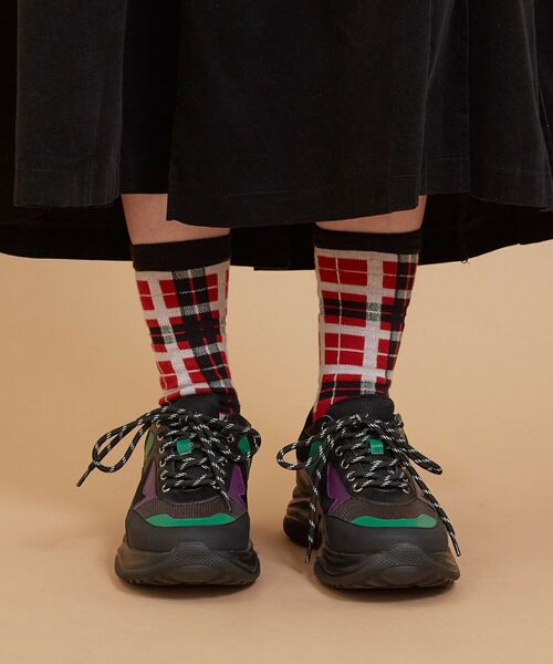 FRAPBOIS（フラボア）の「チェックフラワーソックス（ソックス/靴下・レディース・レッド/ブラック/グレー・FREE）」の8枚目の写真