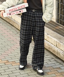 トラディショナルチェックパターンセミワイドストレートスラックスパンツ EMMA CLOTHES