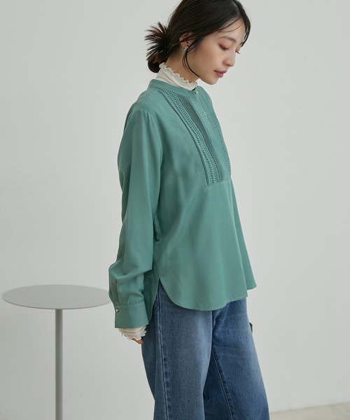 VIS(ビス)の「【洗える】ピンタックブラウス(シャツ/ブラウス・レディース・ブラック/オフホワイト/ベージュ系その他/グリーン系その他・FREE)」の15枚目の写真
