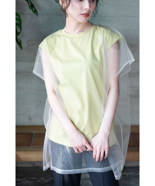LEANN MOMENT(リーンモーメント)の「Mesh Layerd TEE(Tシャツ/カットソー・レディース・ライトグリーン・FREE)」の2枚目の写真
